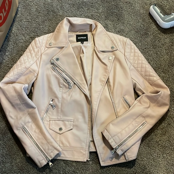 Express Jackets & Blazers - express pink leather jacket small